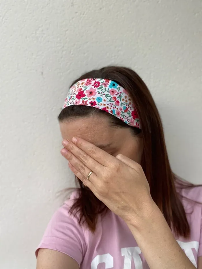 Bandeau cheveux à fleurs rose