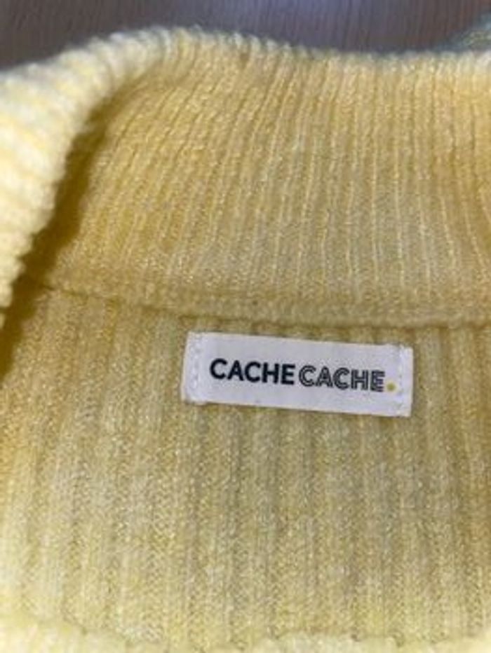 Pull en laine à col montant cheminée jaune cache cache vib’s - photo numéro 4