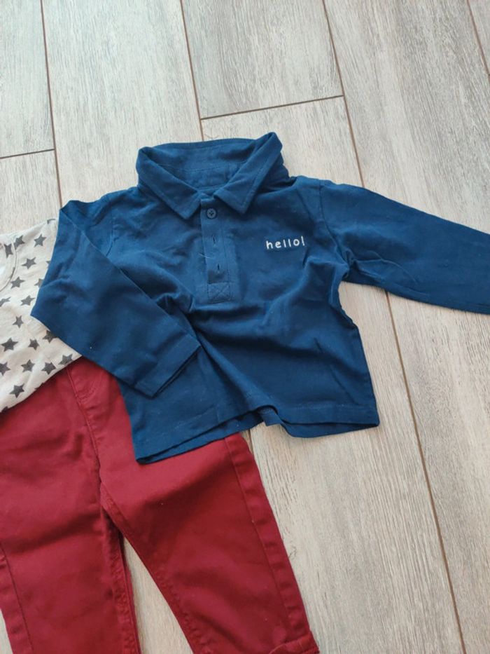 Ensemble 18m 3 pièces 2 tee-shirt manches longues/pantalon - photo numéro 4