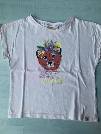 T shirt blanc avec tigre garcia 6/7 ans