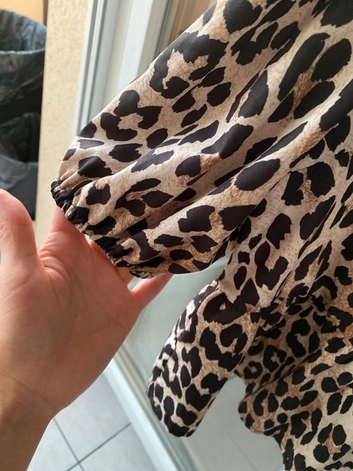 Blouse péplum noeud léopard L - photo numéro 5