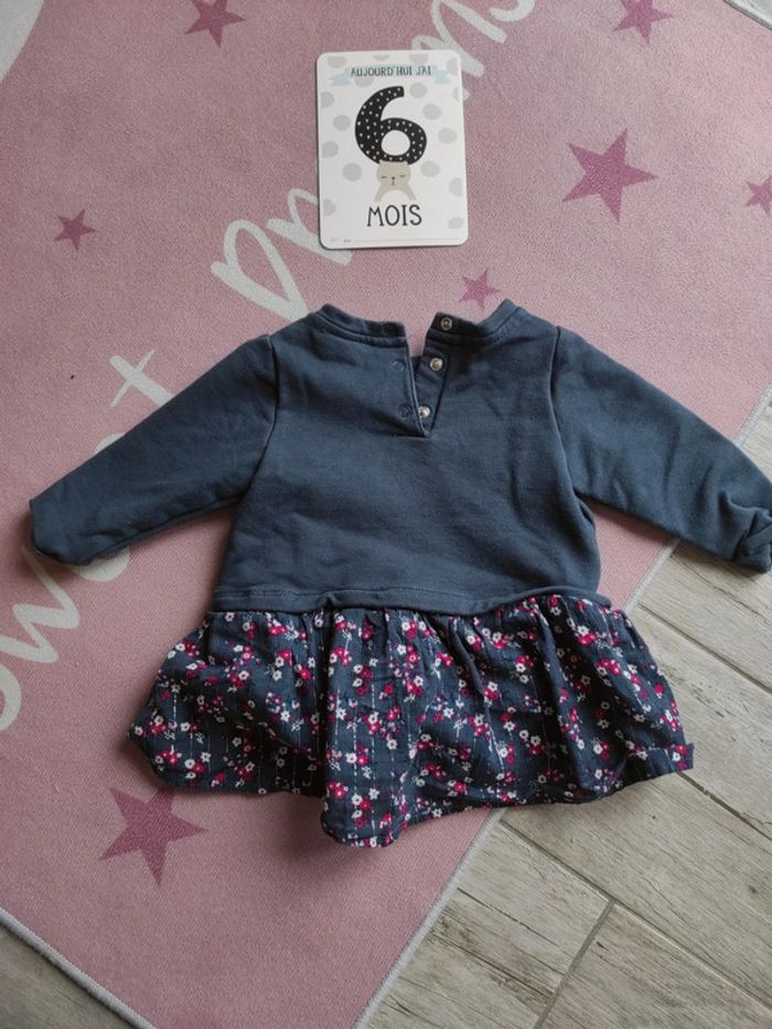 Robe hiver bleue jupe volant 6 mois - photo numéro 4