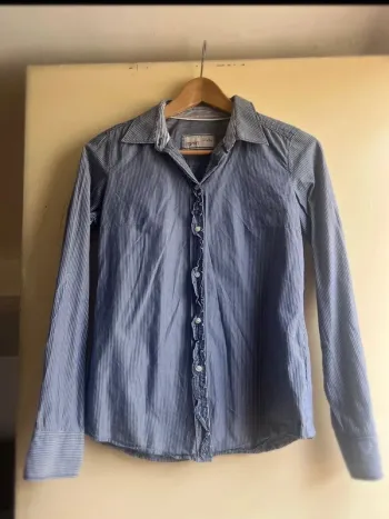 Superbe chemise bleu tendance et vintage - 100% coton - esprit - taille 32