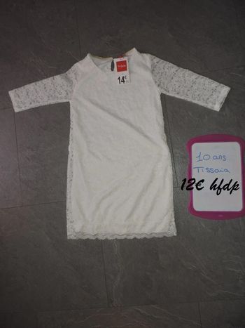 robe blanche tissaia taille 10 ans