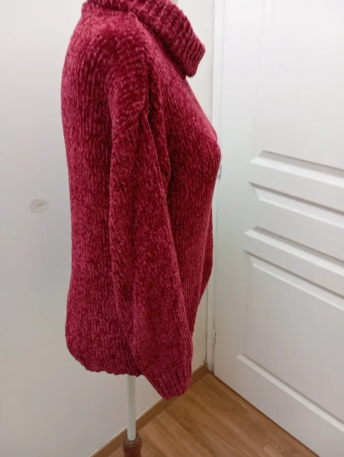 Pull bordeau en maille douce taille XL Salao Green - photo numéro 3