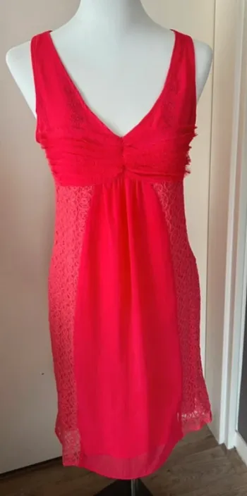 Sépia robe été sans manche , rose vif, corail  taille S