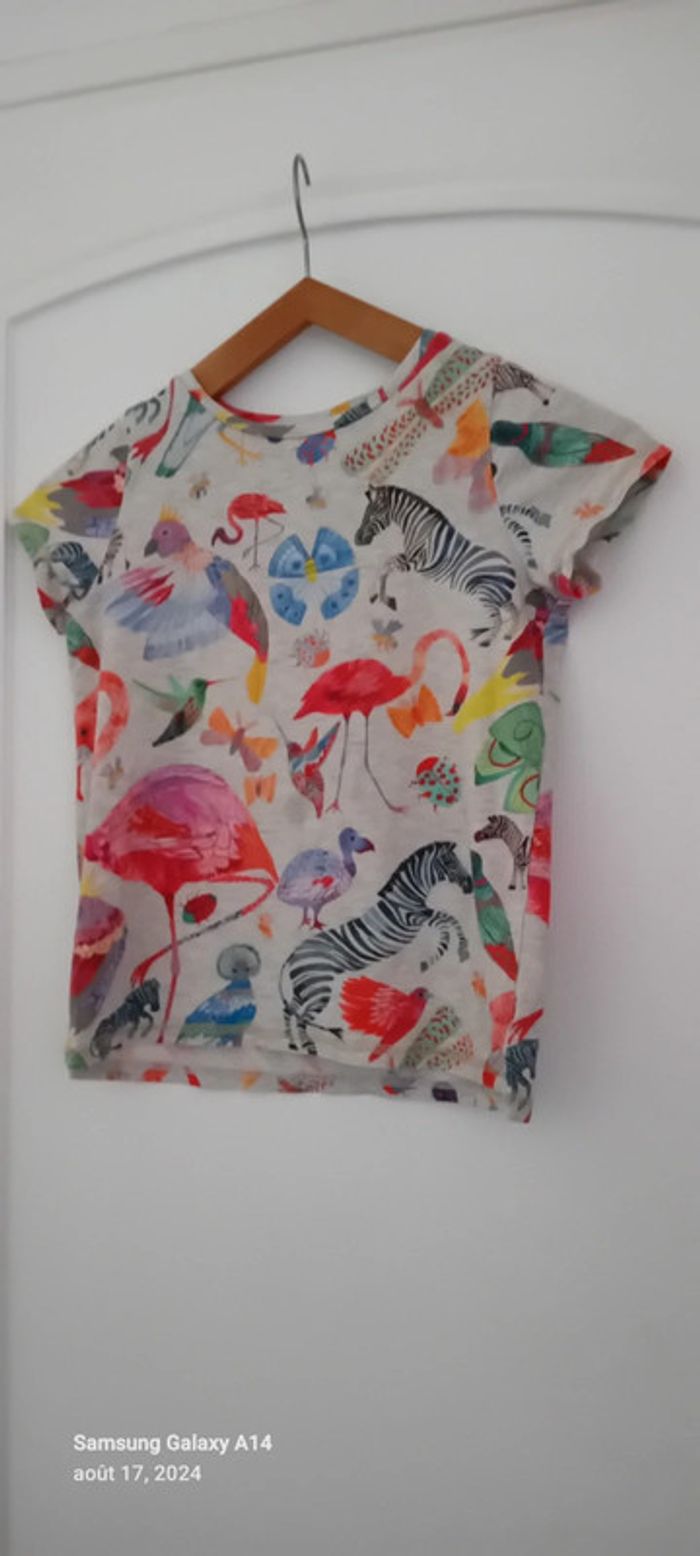 Tee-shirt coloré motif animaux gris fille 10 ans
