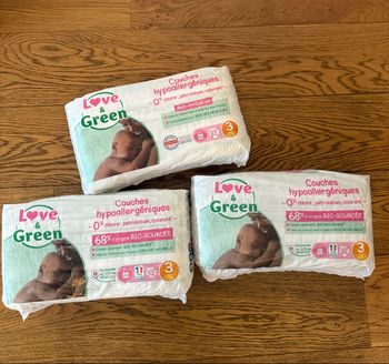 Lot couche love and Green taille 3 