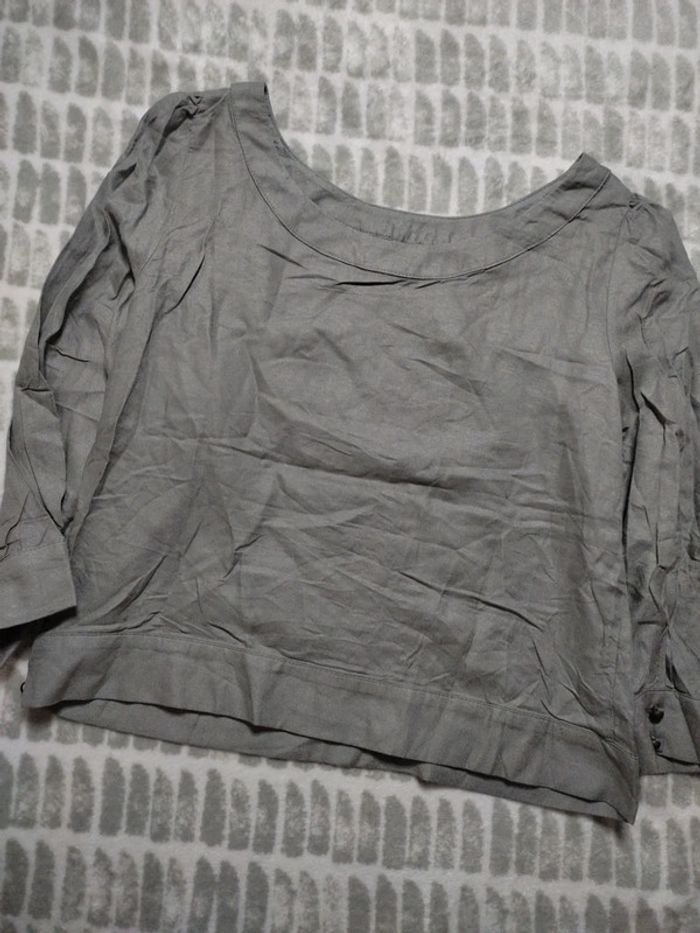 Blouse manches 3/4 dentelle crochet devant gris Kookaï taille 38 - photo numéro 5