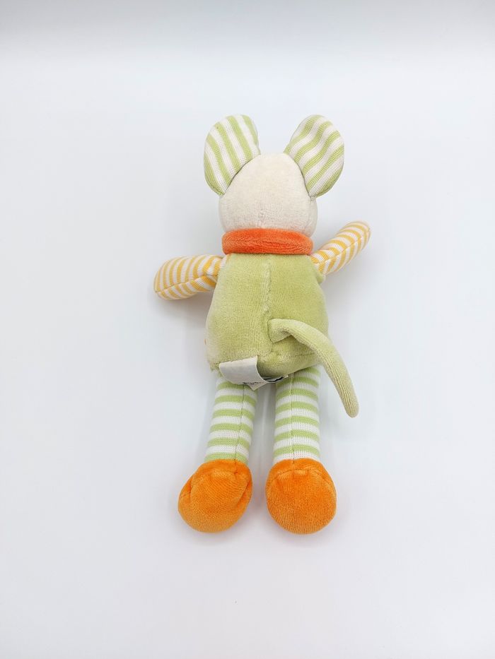 Doudou et Compagnie peluche souris Milie doudou petit modèle 22 cm vert orange - photo numéro 2
