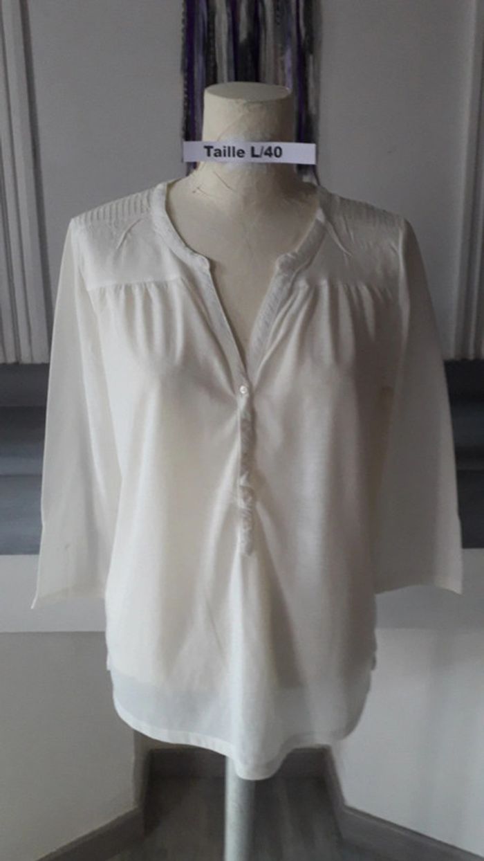 Blouse tunique coton crème Taille L/40