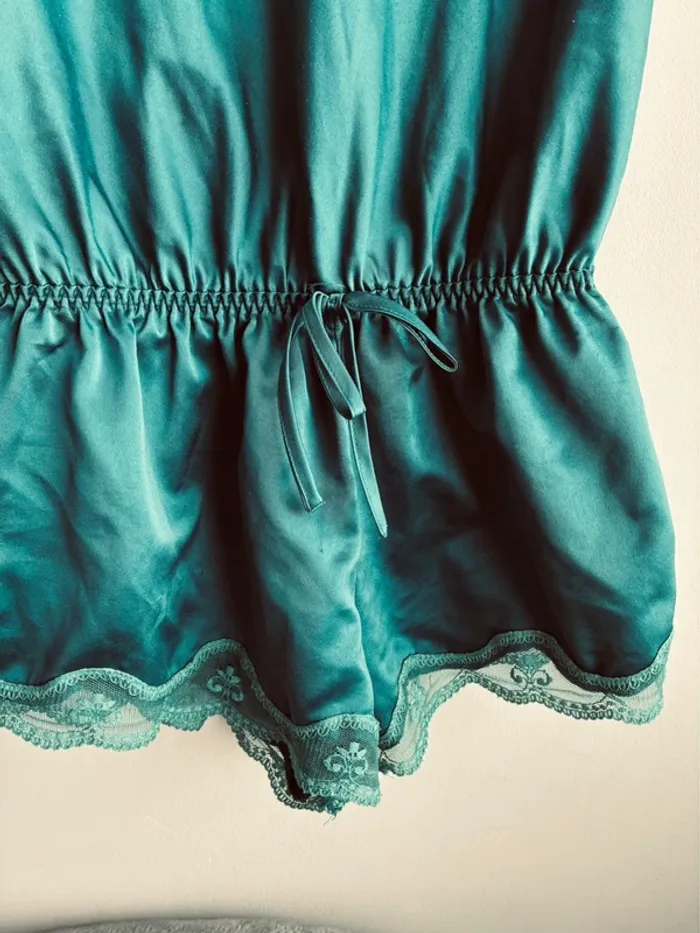 Pyjama combishort soie vert - photo numéro 6