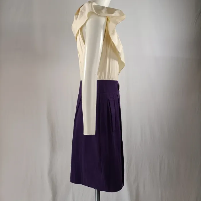 Robe BCBG Max Azria taille 36 crème et violet boutons style rétro chic A1351 - photo numéro 10