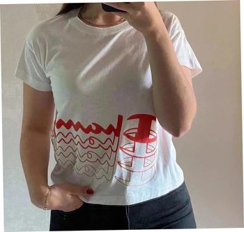 T-shirt femme S Champion blanc et rouge