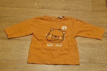 t-shirt manches longues garçon orange kimbaloo taille 3 mois