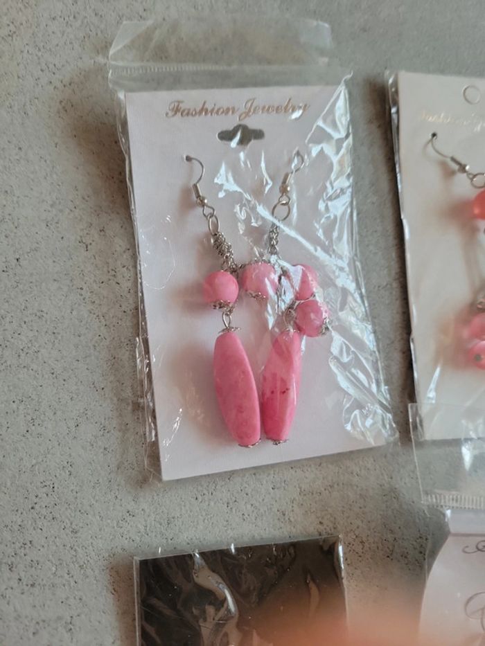 Lot bijoux boucles d'oreilles pendentif perle créole - photo numéro 3