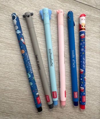 Legami 6 stylos très rares astronaute éléphant koala cochon requin triste Père Noël 