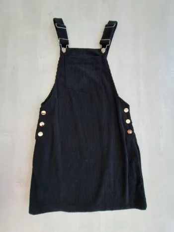 Robe salopette noire Shein - taille 34 XS - effet velours côtelée