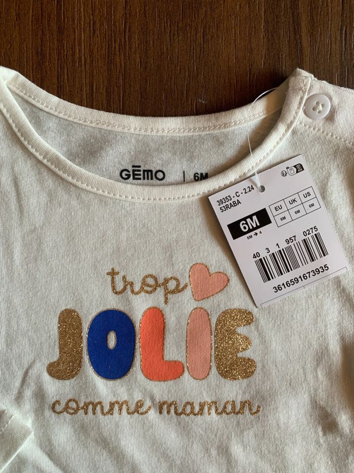 Tee-shirt fille 6 mois Gémo neuf - photo numéro 2
