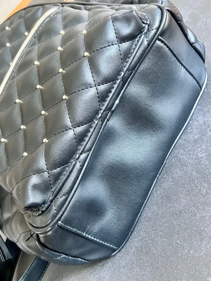 Sac à dos noir simili cuir - photo numéro 6