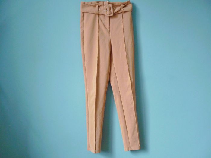 Ensemble tailleur femme XS S jennyfer beige veste costume + pantalon TBE - photo numéro 2