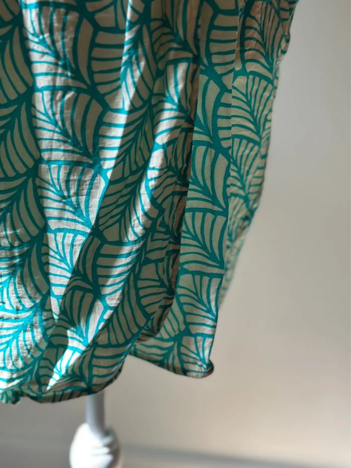 Robe d’été cache-cœur imprimé turquoise et blanc taille M - photo numéro 6