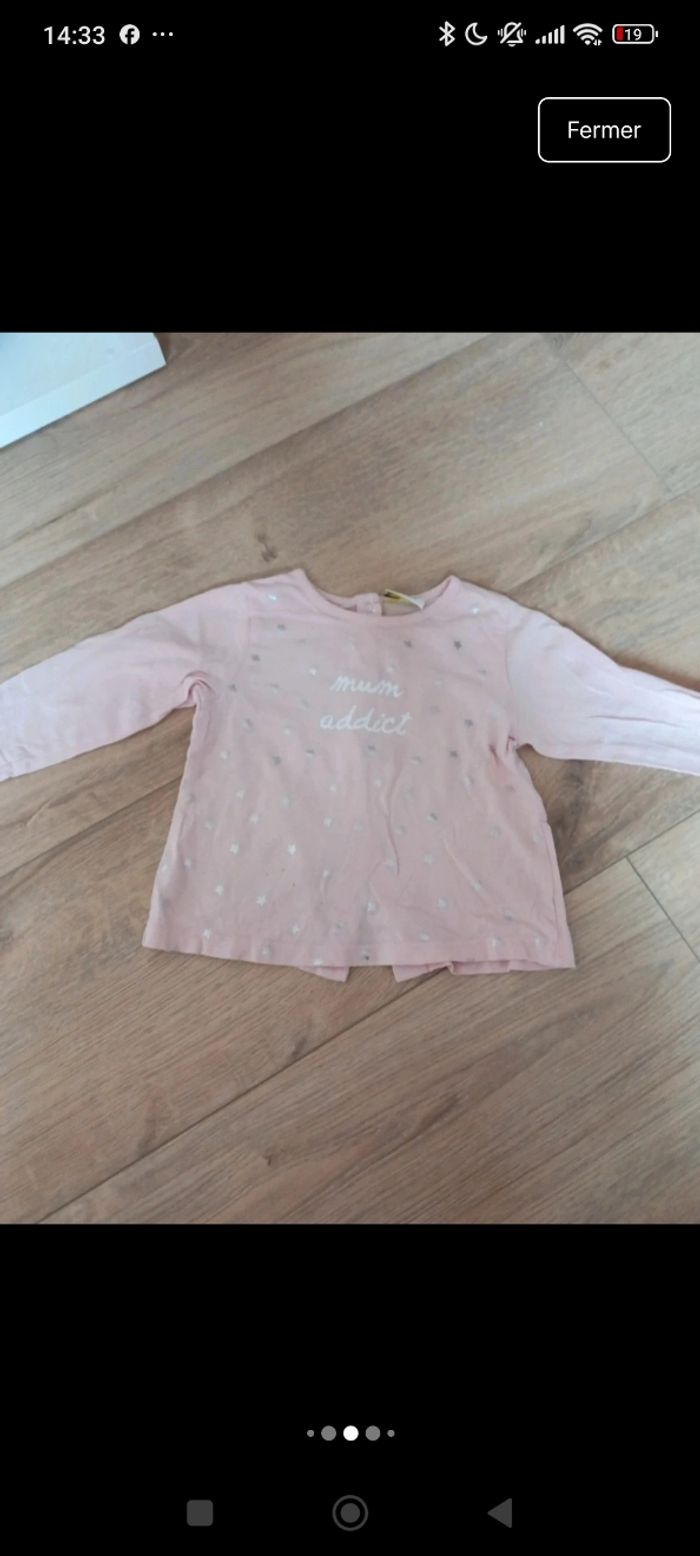 Lot 3 hauts manches longues 12 mois - photo numéro 4