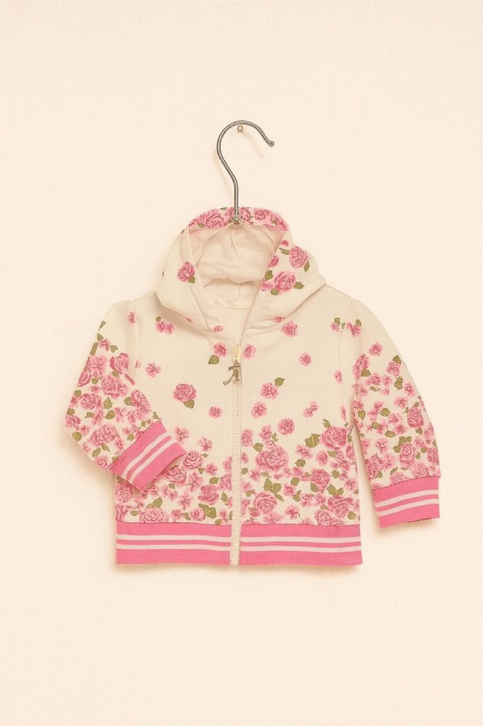 💚Veste à capuche fille – imprimé fleuri rose 12 mois