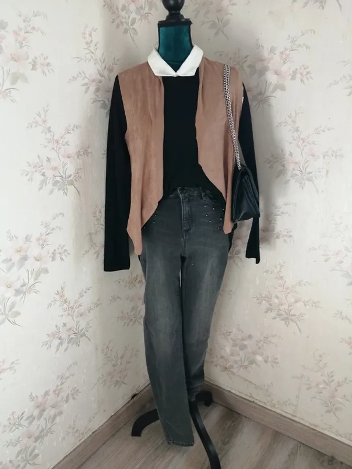 Gilet sans manches fin cammel effet daim / gémo / (40) - photo numéro 2