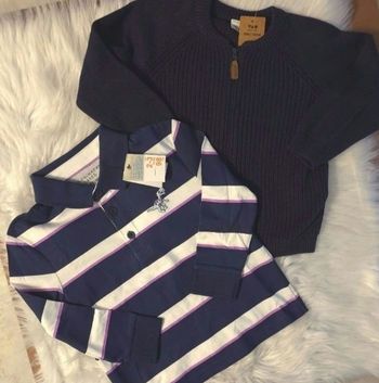(Neufs non portés) 🏷🏷🥰🤩superbe  Ensemble gilet zippé et polo ml 36mois/3ans garçon 🤩🥰💙