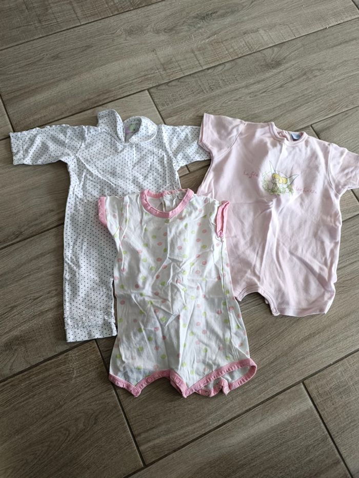 Lot 3 combishort légères Printemps été 6 mois fille