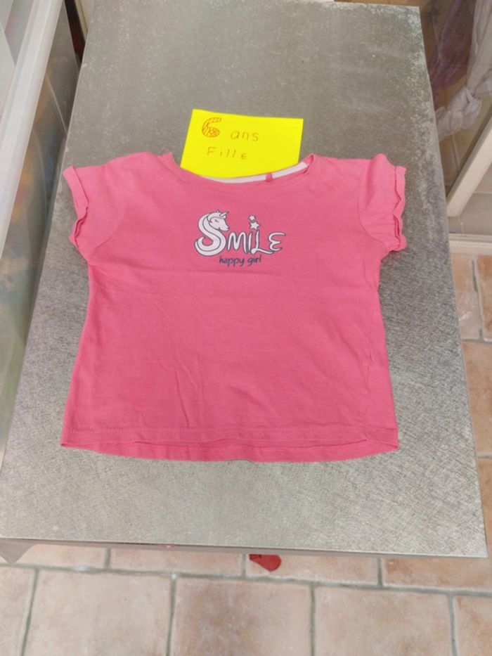 Tee-shirt manches courtes 6 ans fille FPC rose