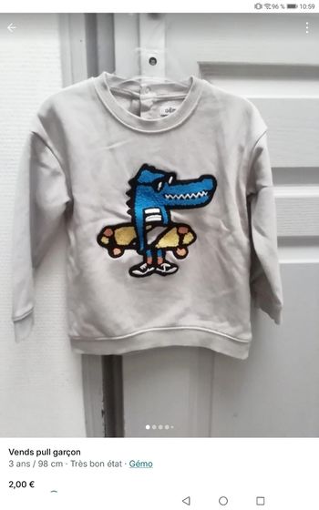 Vends pull hiver gris