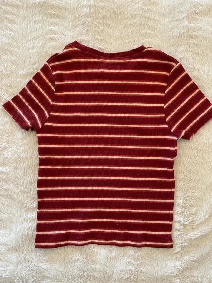 Top crop rayé rouge brique - photo numéro 4
