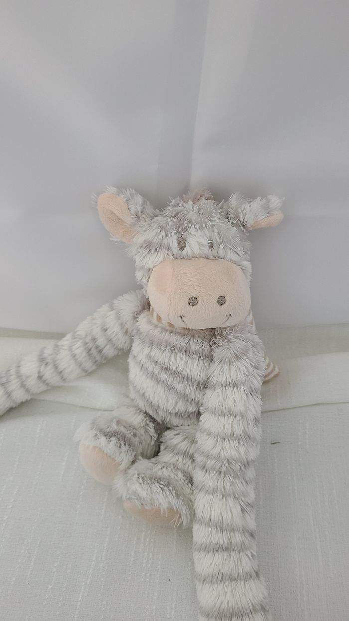 Doudou peluche ane zèbre blanc gris CASA - photo numéro 4