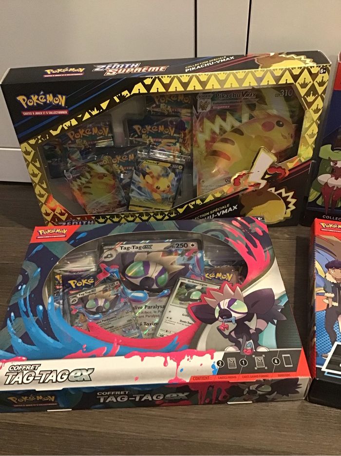 Lot coffrets cartes Pokémon Pikachu Zénith Suprême origine perdue étincelles déferlantes - photo numéro 2
