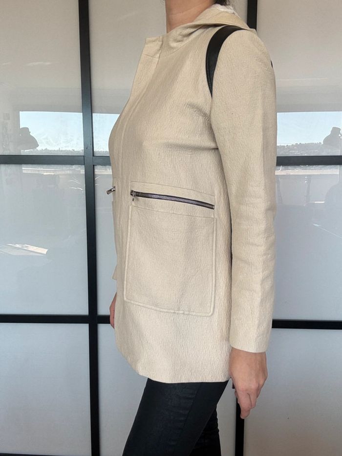 Magnifique manteau à capuche empiècements cuir Maje 40 - photo numéro 8