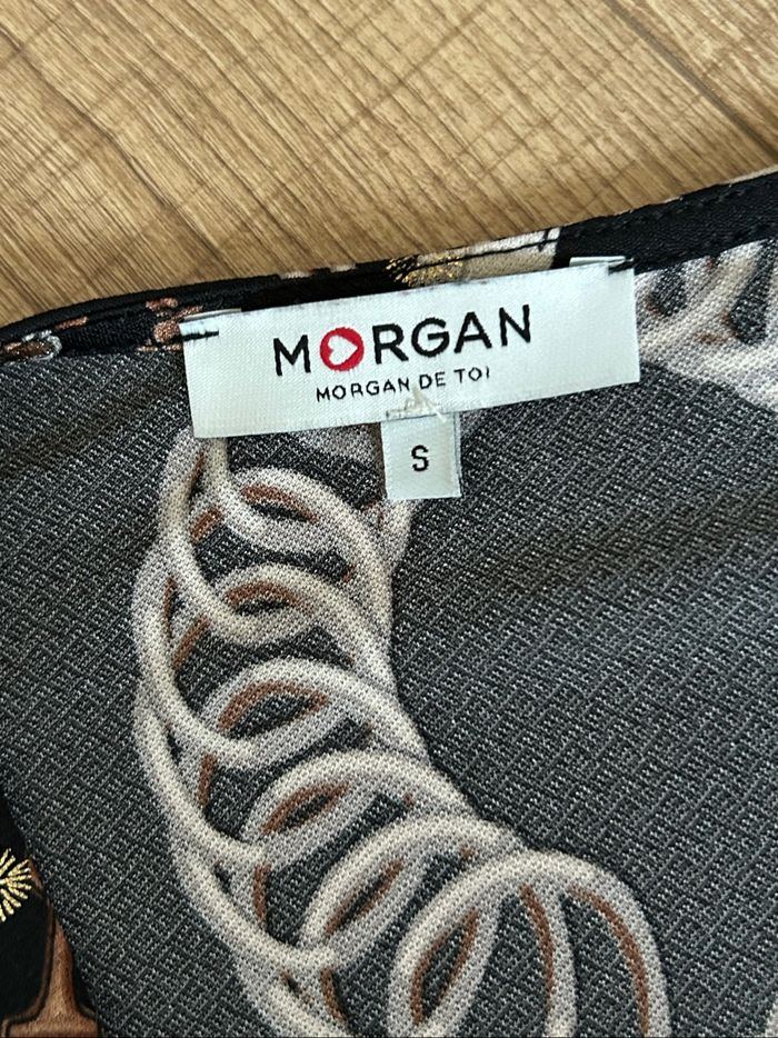 Blouse imprimée et dorée avec manches 3/4 Morgan taille S comme neuve - photo numéro 10