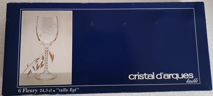 6 verres de vin rouge en cristal d'Arques modèle Fleury taillé épi de 24,5 cl - photo numéro 2