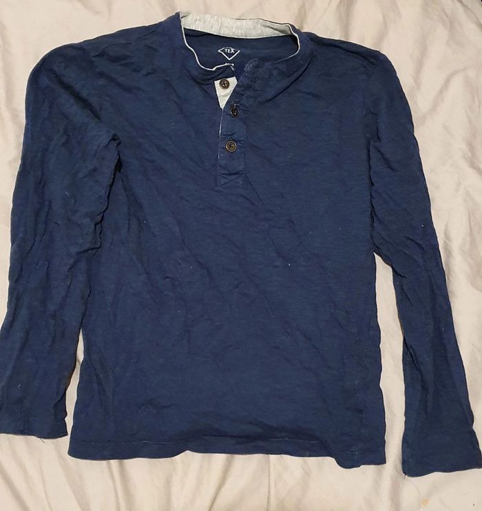 Tee-shirt Tex col Mao bleu marine