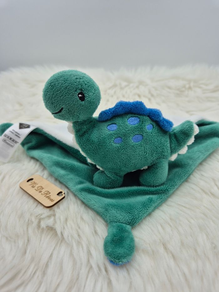 Doudou plat dinosaure Vert blanc bleu Tex Baby - photo numéro 3
