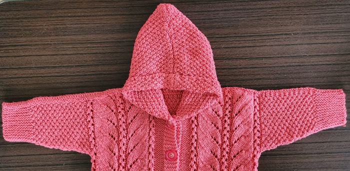 Nid d'ange/ Combinaison en maille - gigoteuse - fait main - coloris Rose - photo numéro 3