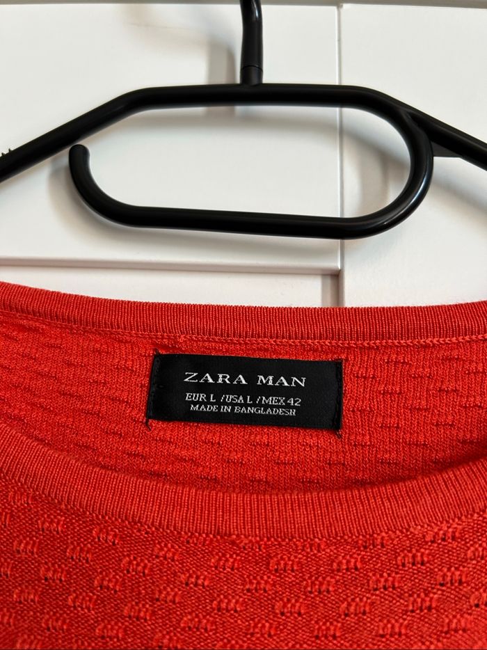 Pull orange à détails uni Homme Zara Taille L - photo numéro 5