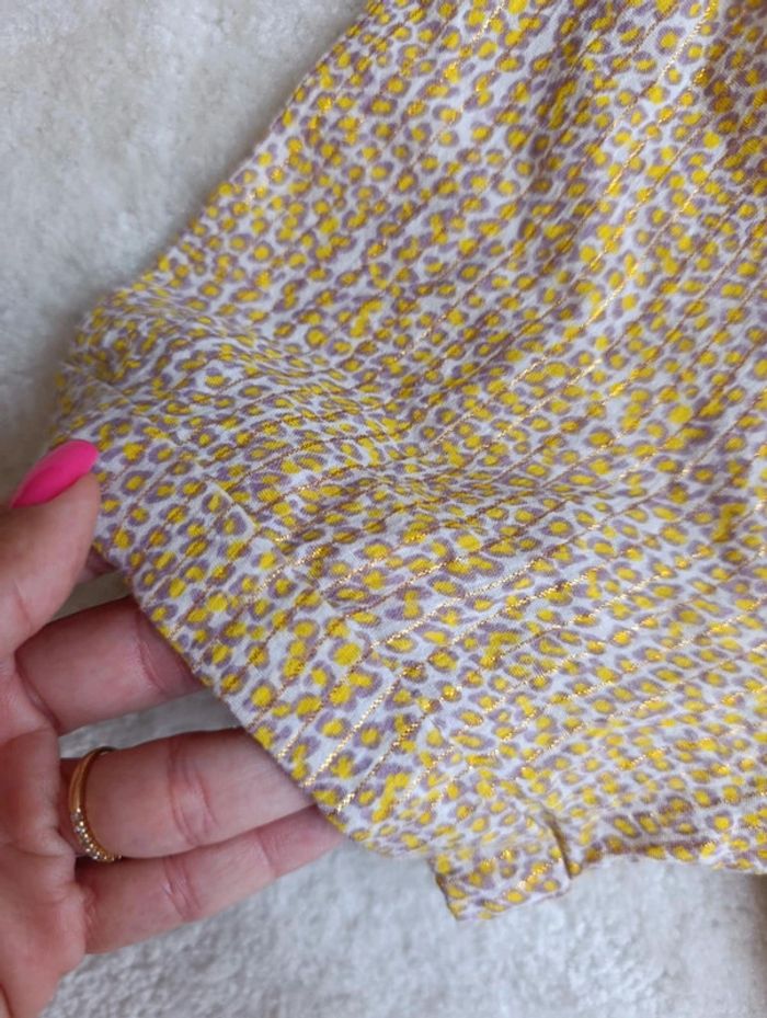 Petite robe d'été Kookaï jaune et doré motif léopard 38 coton et fibres métallisées - photo numéro 9
