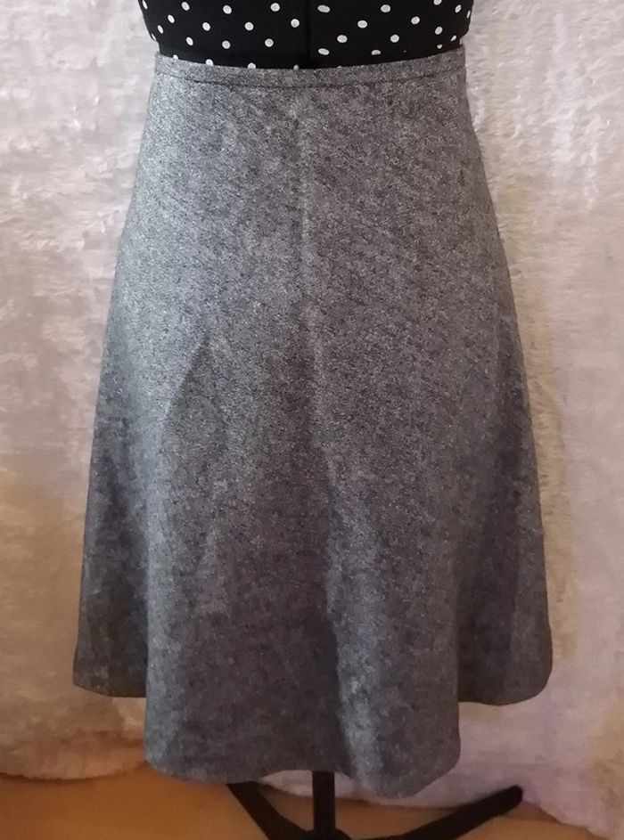 Jupe mi-longue grise type laine Autre ton - photo numéro 5