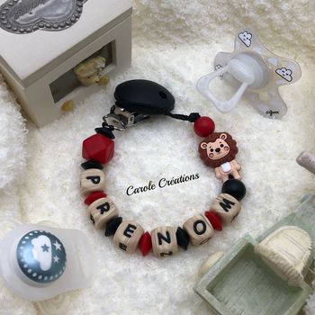 Attache tétine entièrement en silicone personnalisé lion 