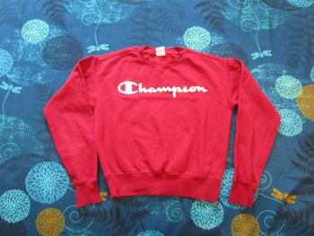 Pull Sweat homme Champion col rond ras du cou Taille L Rouge (P162)