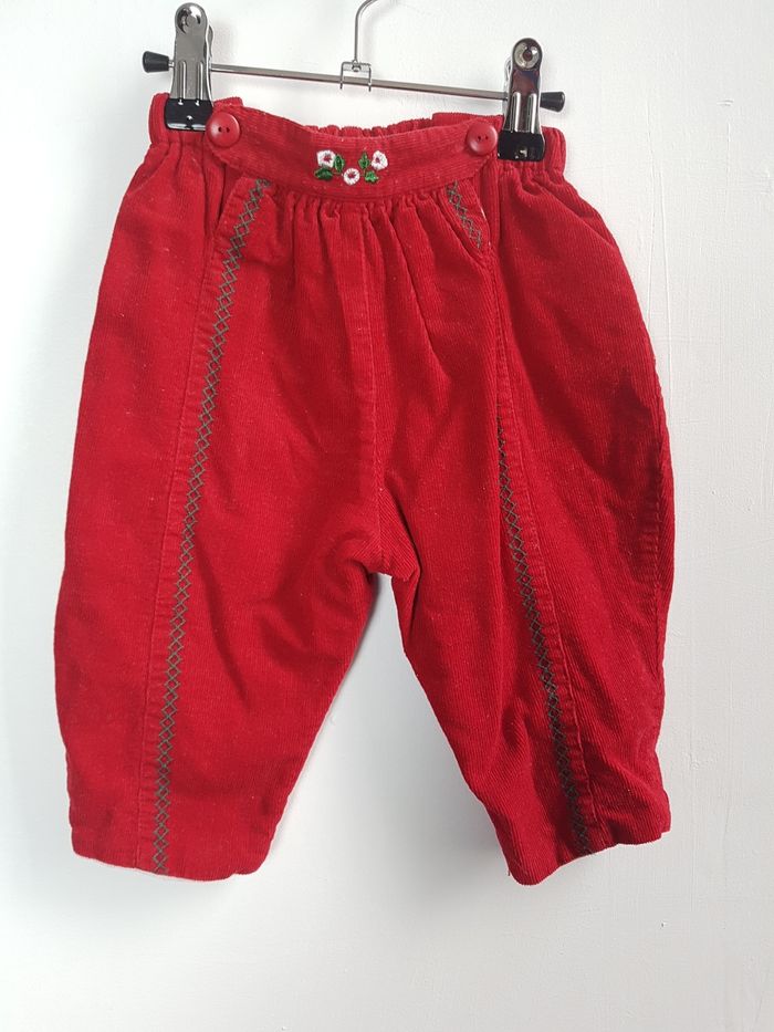 Sarouel velours rouge Natalys 6-9 mois - photo numéro 4