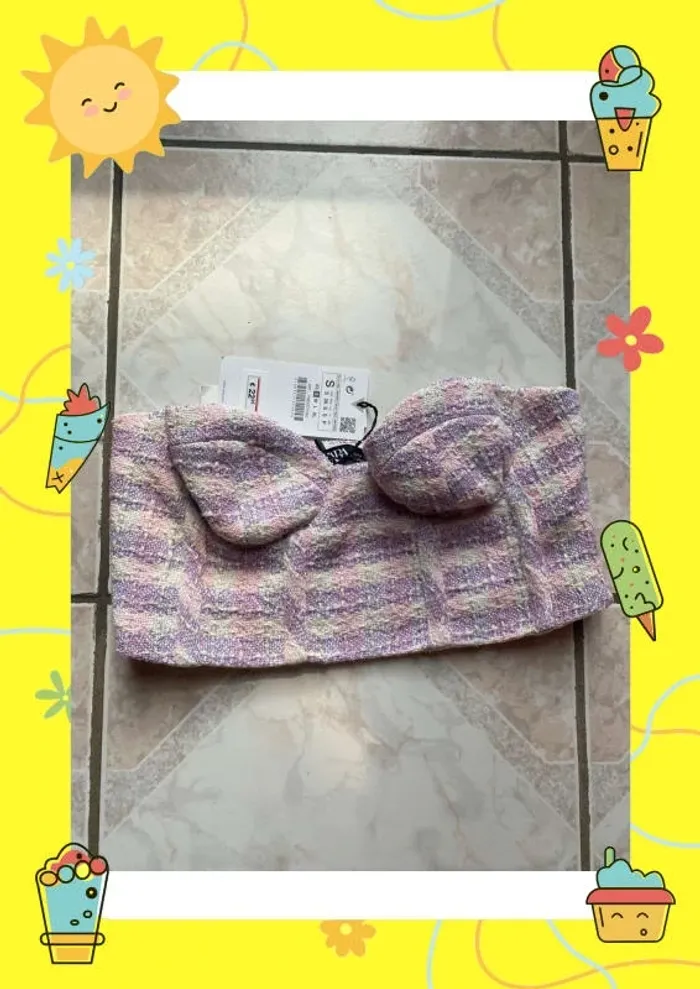 Top bustier Zara S 36 lila blanc Zara Beebs by Kiabi