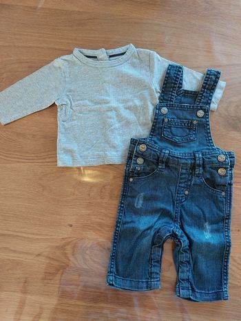 Ensemble salopette et t-shirt manches longues 3 mois